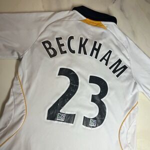 LA Galaxy David Beckham Jersey Mens Small White Adidas 2007-2008 Soccer Shirt